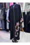 Luxurious Black Abaya with Elegant Pink Embroidery - Classic High-End Design - 2