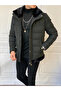 Waxed Fabric Collar and Fur Detailed Inflatable Coat with Fur Detail on the Bottom - 4