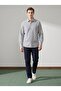 Comfortable Fit Seersucker Textured Striped Cotton Men's Shirt Smoked 5037Dngr - 5