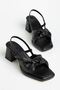 Carlisa Black Skin Platform Open Toe Thick Heeled Shoes - 2