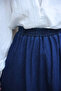 Dark Blue Elastic Waist Denim Skirt with Pockets - 4