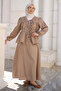 Mink Front-Tie Kimono Skirt Set with Elastic Sleeves - 2