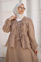 Mink Front-Tie Kimono Skirt Set with Elastic Sleeves - 3