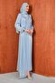 Baby Blue Stone Embroidered Draped Janjan Evening Dress - 4