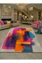 Sdt Modern Abstract Color Blocks Patterned Pink Orange Blue Woven Base Decorative Carpet Sdt1059