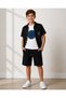 Ri̇o 59405-26 Boy's Shorts Set Printed T-Shirt + Shirt + Shorts 3-Piece Summer Combination