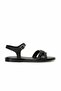 Leather Black Women's Sandals - Buckle-Strapped Casual Comfortable Sole Summer Shoes - 2