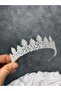 Natural Look Zircon Stone Bridal Crown Wedding Hair Accessory Simple Stylish Design - 2
