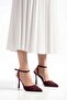 Lace Detailed Bitter Brown Pointed Toe Thin Heeled Women's Shoes - 3