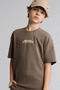 Oversize Crew Neck Slogan Printed Modal Short Sleeve T-Shirt for Boys H3041A826Sm - 4