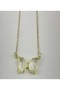 Translucent Stone Butterfly Model Tarnish-Resistant Steel Necklace with Gold-Colored Chain - 5