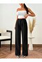 Pleated Black Palazzo Pants - High Waist Fabric - 6