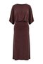 2112 Women's Draped Waist Drawstring Detailed Bat Sleeve Midi Dress Brown - 7