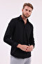 Modern Regular Fit Long Sleeve Breathable Linen Textured Easy-Iron Comfortable Black Men's Shirt - 6