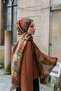Allure Tulip Patterned Shawl - Burgundy-Hardal - 3