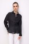 4846 Women's Waist-Fitted Lightly Transparent Basic Shirt Black - 4