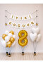 Happy Birthday White Gold Balloon Set -8-