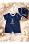 Sail Embroidered Summer 2-Piece Baby Boy Set with Snap Fasteners on the Bottom and Hat - 3