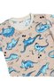 Boys Cotton Thin Summer Fabric Beige Color Blue Dinosaurs Patterned Short Sleeve Shorts Pajama Set - 3