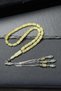 Wrist Length Silver Tasseled Rock Drop Amber Prayer Beads