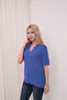 Polo V-Neck Short Sleeve Openwork Leaf Patterned Summer Fresh Airy Viscose Knitwear T-Shirt - 4
