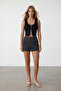 Black Wide Collar Two-Way Zipper Blouse Alc-X15495 - 3