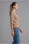 Women's Beige Heart Buttoned Short Sleeve V-Neck Bohemian Pinterest Knitwear Slim Fit Cardigan Blouse - 2
