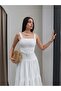 Lace Embroidered Belted Midi Dress - 4