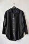 Black Shirt Collar 3/4 Sleeve Buttoned Embroidered Casual Cotton Woven Shirt 70 60 - 2