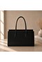 Black Crocodile Pattern Textured Women's Midi Tote Shoulder Bag