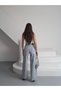 Women's Gray Baggy Fit Jean High Waist Wide Leg Loose Denim Trousers - 6