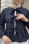 Lace-Up Skirt Top Kimono Y0126 - Dark Blue - 3