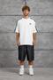 Men's T-Shirt Shirt with Strip on the Shoulder White Oversize Crew Neck Cotton - 4