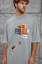 Men's T-Shirt Perfect Match Print Gray Oversize Printed Crew Neck Cotton - 2