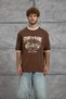 Men's T-Shirt Story of Radio Written Brown Oversize Printed