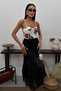 Women's Lace Skirt Lined Midi Length High Waist Textured Summer Long Skirt - 2
