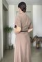 Belted Front Full Button Closure Midi Short Sleeve Dress - 5