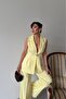 Women's Majeste Yellow Blazer Vest Wide Leg Pants Suit - 3