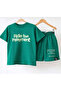 Slogan Printed Green Children's Shorts Set - 3