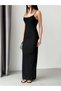 Black Glittery Thin Strap Dress - 5