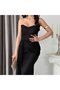 Black Sweetheart Neckline Strapless Lace Embroidered Evening Dress - 5