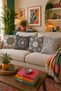 Gray Classic Patterned Double-Sided Printed 4-Piece Throw Pillow Cover Set