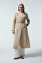 Double-Breasted Collar Belted Stone Trench Coat 14049