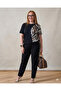 Women's Crew Neck Leopard Print Blouse Trousers Plus Size Two Piece Set - 3