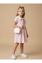 Girl's Collar Detailed Striped Design Dress - 3
