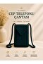 Hand Knitted Mobile Phone Bag Petrol Green Handmade Phone Bag with Strap Minimal Design
