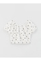Girl's U-Neck Patterned Short Sleeve Blouse