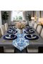 American Service Set, New Season, 6 Cobalt blue Supla, 6 Cobalt blue Napkins, 6 Napkin Rings and Runner Cover Blue Coral Tk