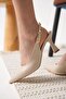 Women's Matte Beige Heeled Shoes Fs20Ms01E - 2