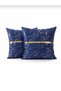 2-Piece Luxury Modern Patterned Velvet Cushion Cover - Gold Leaf and Gold Leather Stripe Cushion 45X45 - 3